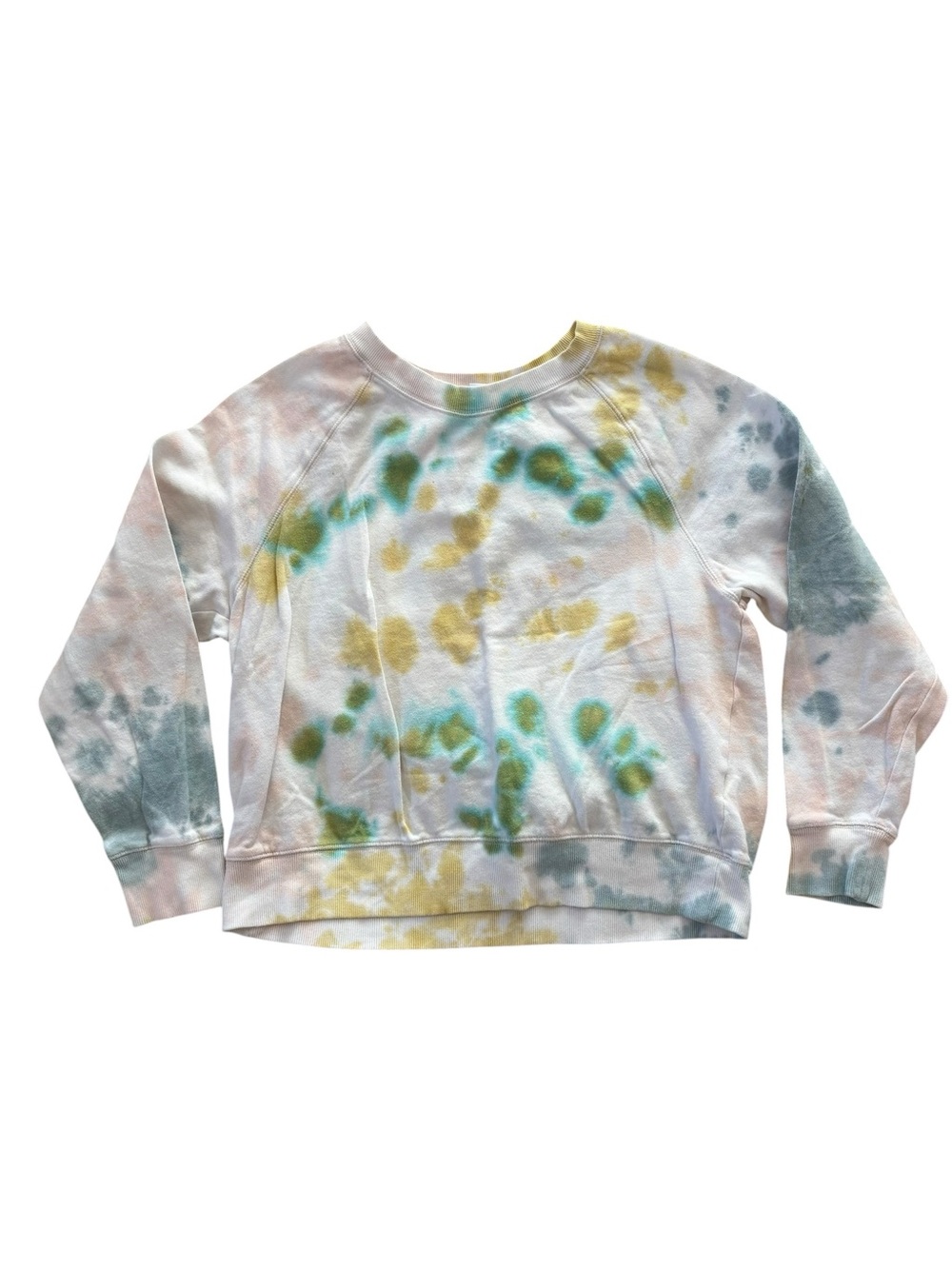 Old Navy Pastel Tie-Dye Crewneck Sweatshirt in Green & Yellow